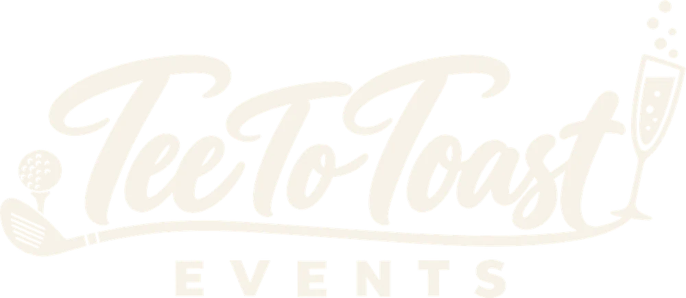 Tee To Toast Events logo: golf tee and champagne flute